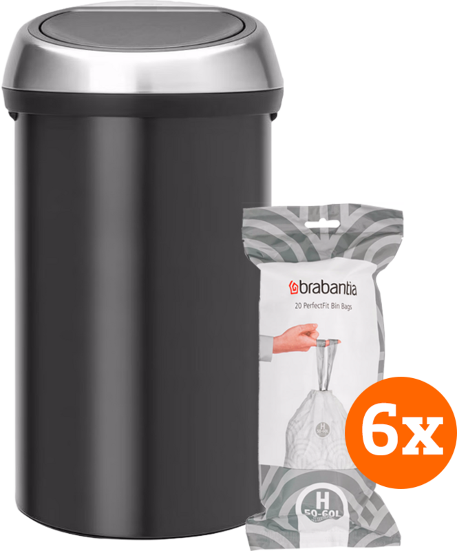Brabantia Touch Bin 60 Liter Matt Black Fingerprint Proof