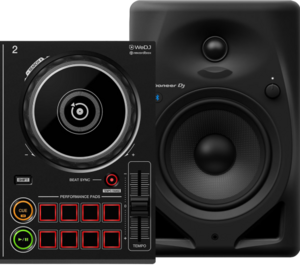 Pioneer DJ DDJ-200 + Pioneer DJ HDJ-CUE1 + Pioneer DJ DM-50D-BT Zwart